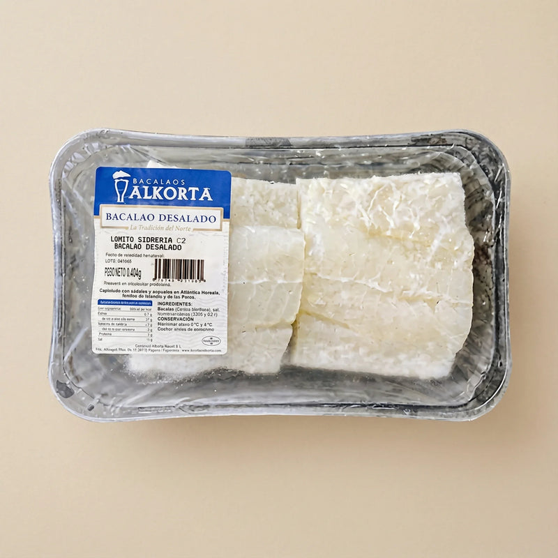 Lomo de bacalao desalado estilo sidrería Alkorta grueso y jugoso