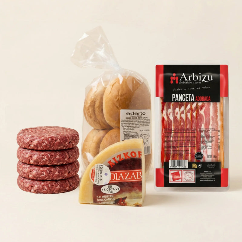 Pack hamburguesa gourmet con pan brioche y queso Idiazabal ahumado