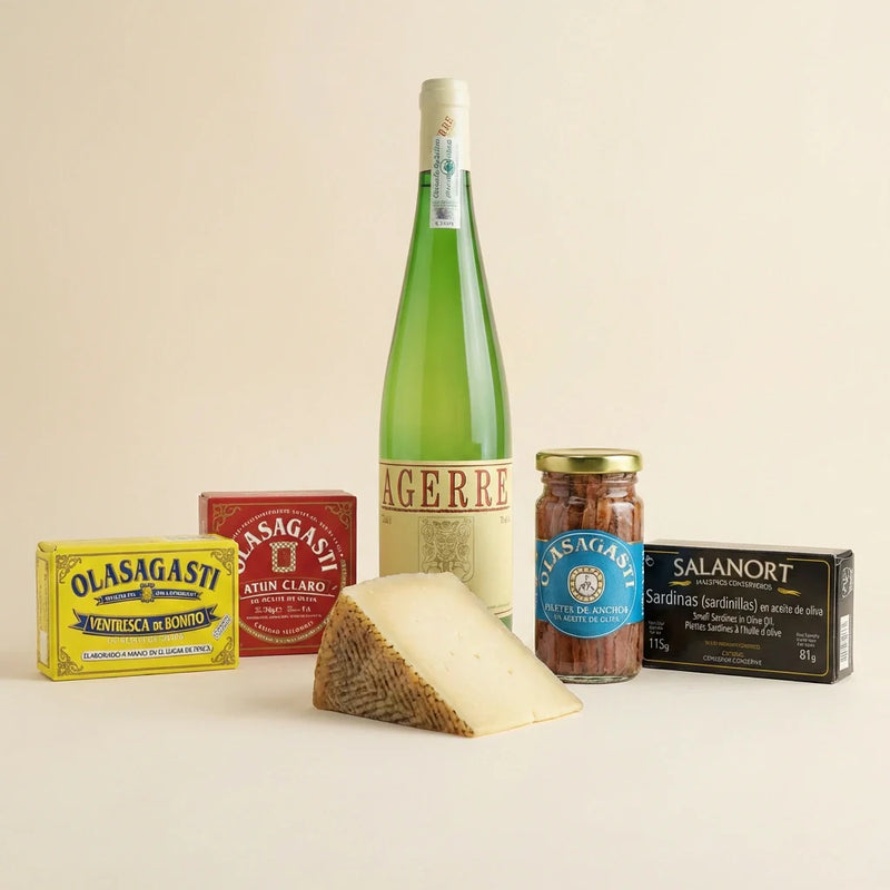 Pack gourmet del Cantábrico con anchoas, ventresca y txakoli