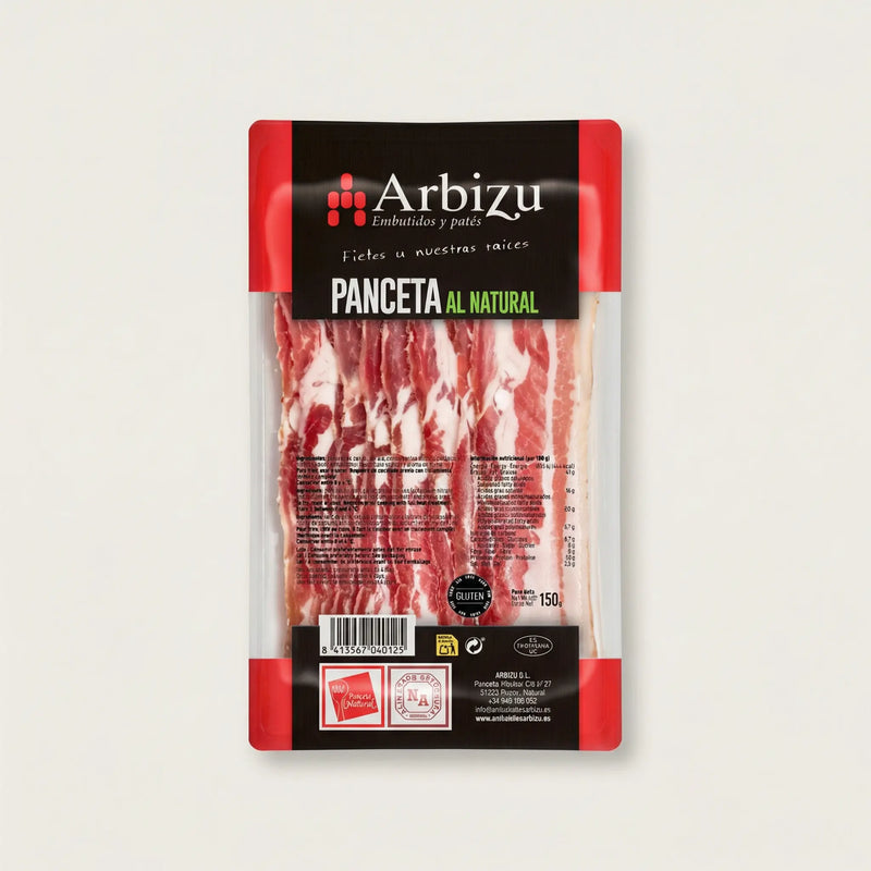 Panceta sin adobar de Arbizu en lonchas con sabor natural