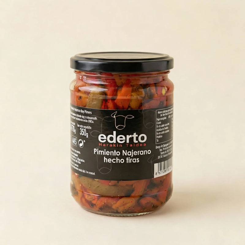 Pimiento najerano en tiras asado artesanal con sabor dulce