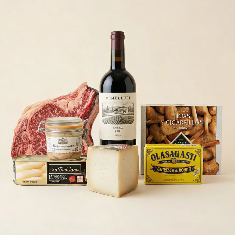 Pack gourmet premium con chuletón y foie gras artesanal
