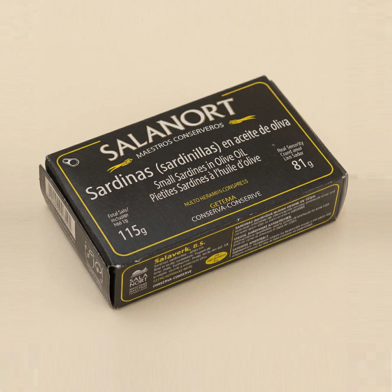 Sardinillas en aceite de oliva Salanort 115 g tiernas y sabrosas