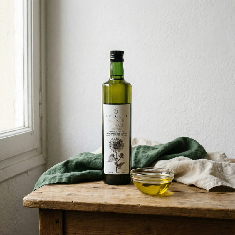 Aceite de girasol ecológico Ekiolio ideal para cocinar freír y aliñar