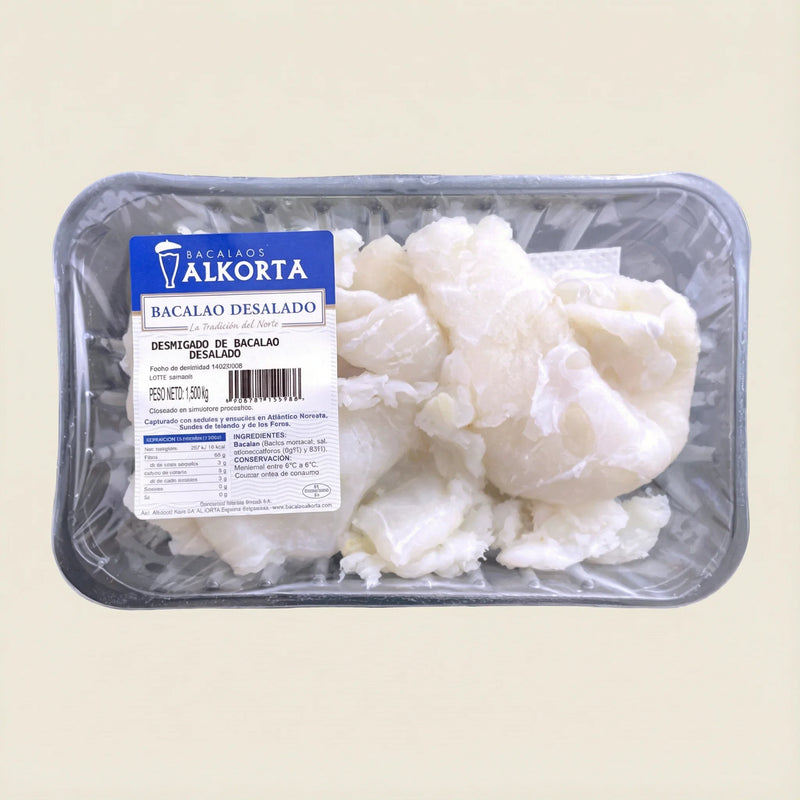 Bacalao desmigado Alkorta práctico limpio y perfecto para recetas rápidas