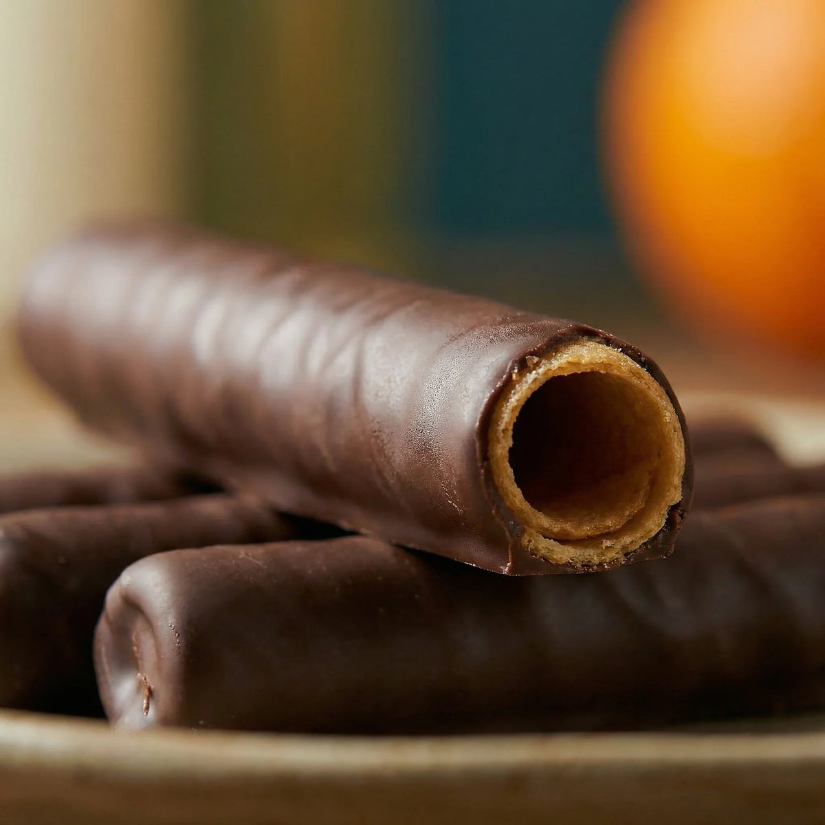 Cigarrillos crujientes con cobertura de chocolate