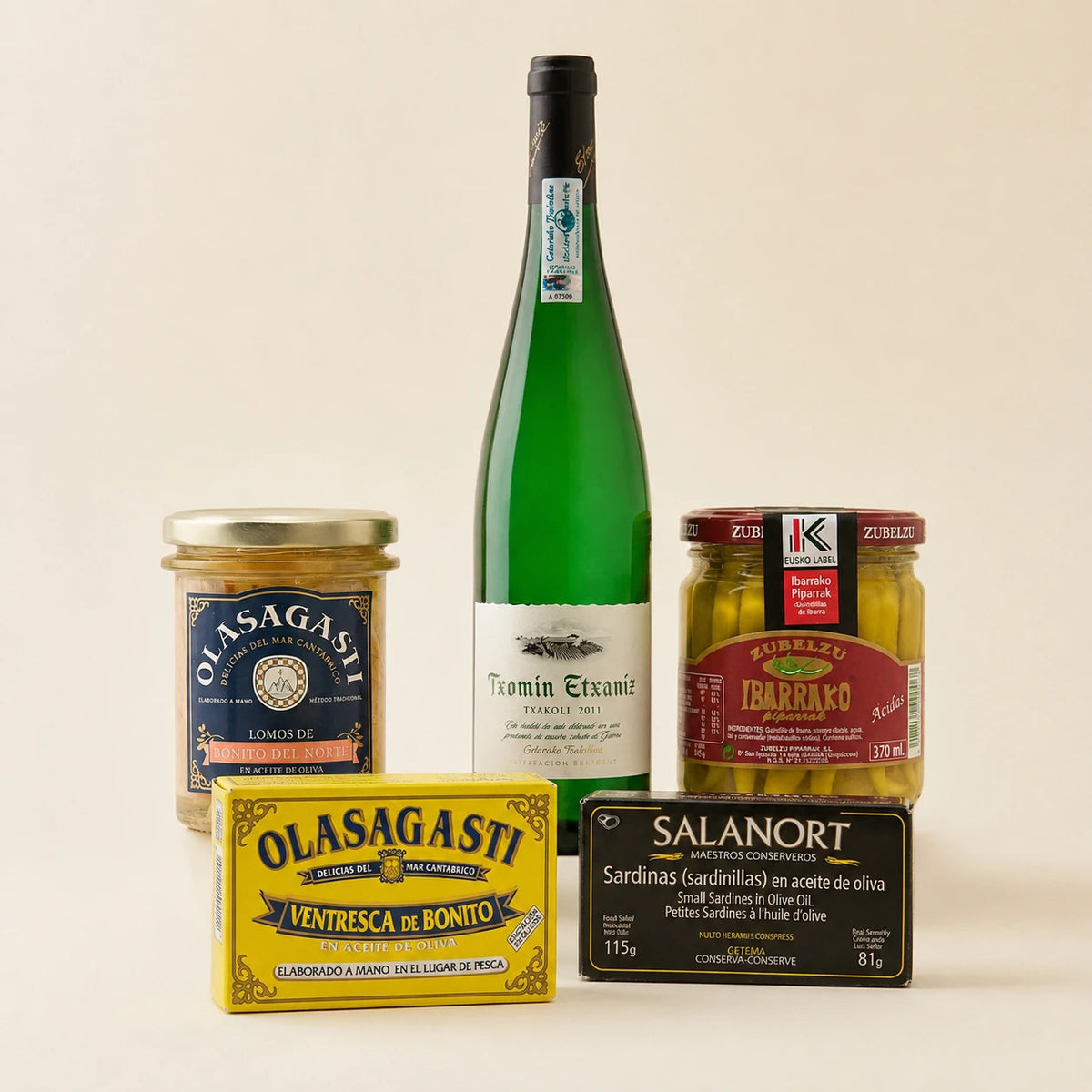 Lote de conservas y txakoli KANTAURI con sabores del Cantábrico