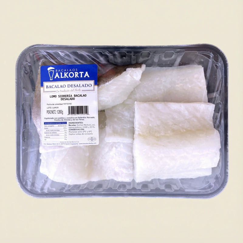 Bacalao desalado lomo sidrería Alkorta en su punto exacto de sal