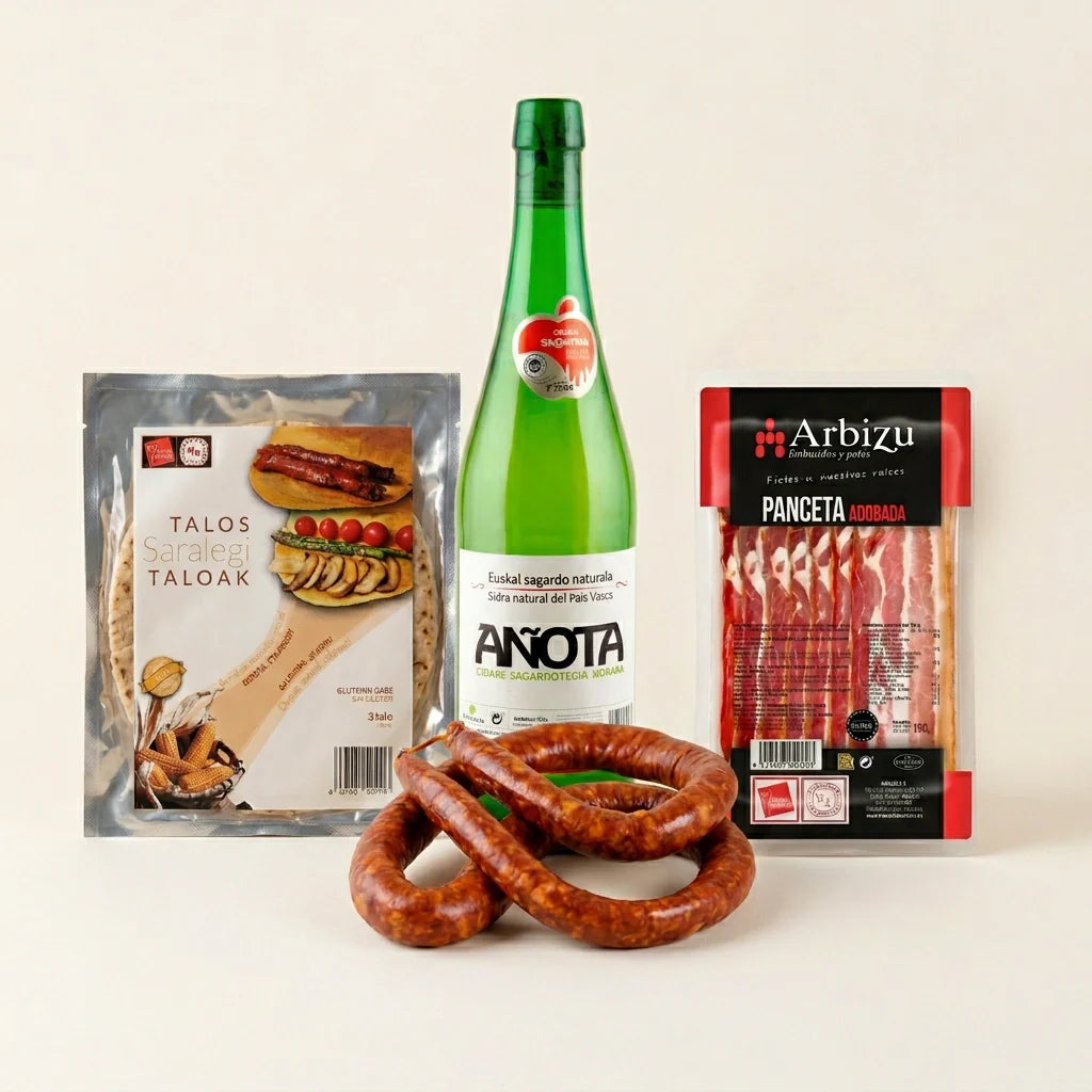 Pack talo festa con txistorra vasca y sidra natural artesanal