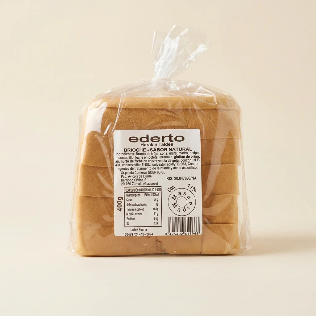 Pan brioche artesanal masa madre País Vasco 400 g pack 6 unidades natural
