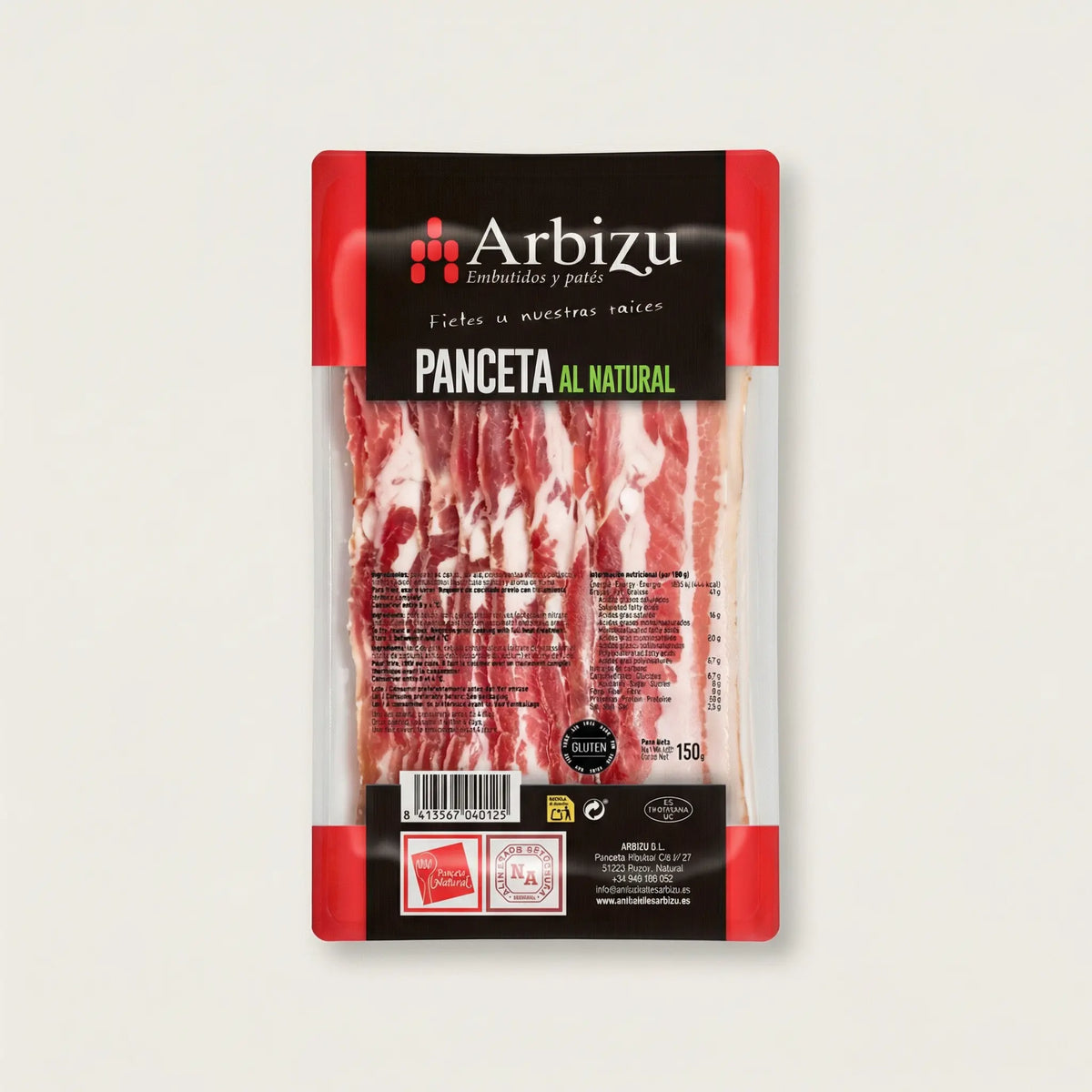 Panceta sin adobar de Arbizu en lonchas con sabor natural