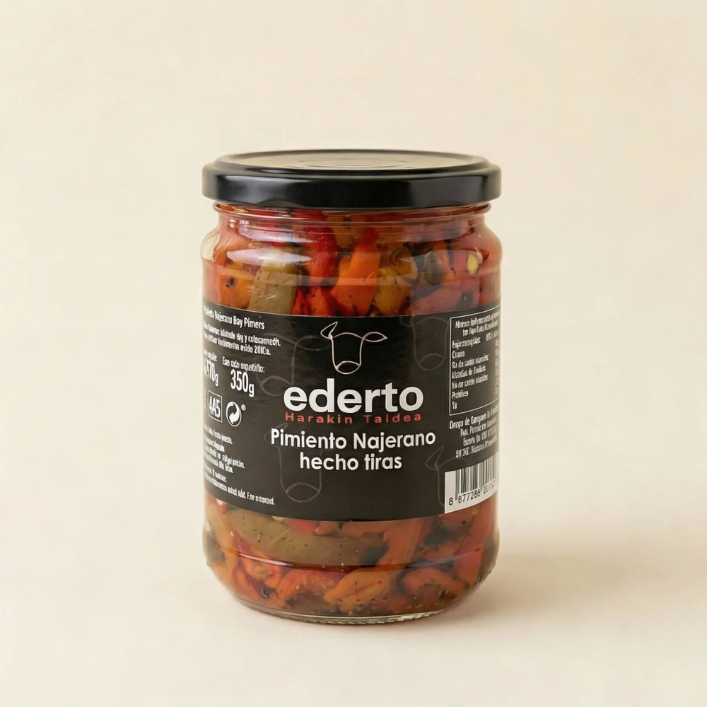 Pimiento najerano en tiras asado artesanal con sabor dulce