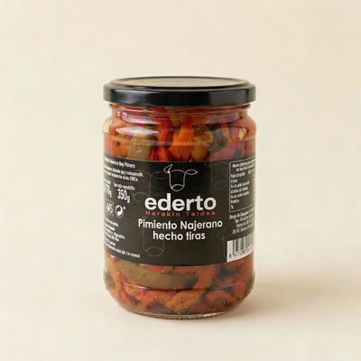 Pimiento najerano en tiras asado artesanal con sabor dulce