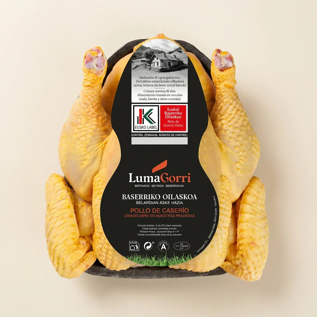 Pollo entero limpio Lumagorri Eusko Label jugoso