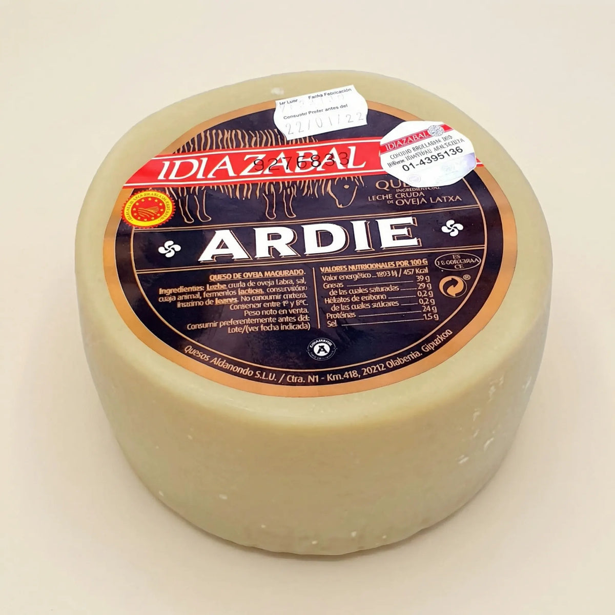 Queso Idiazabal natural D.O. Ardie de oveja latxa