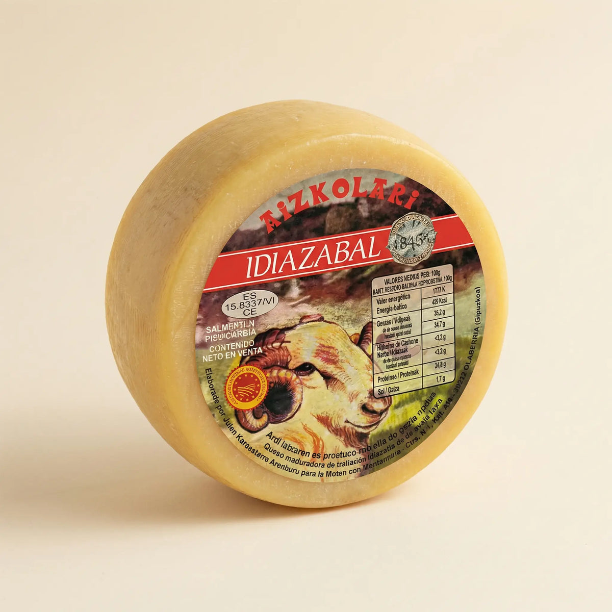 Queso Idiazabal Aizkolari D.O. de leche de oveja latxa
