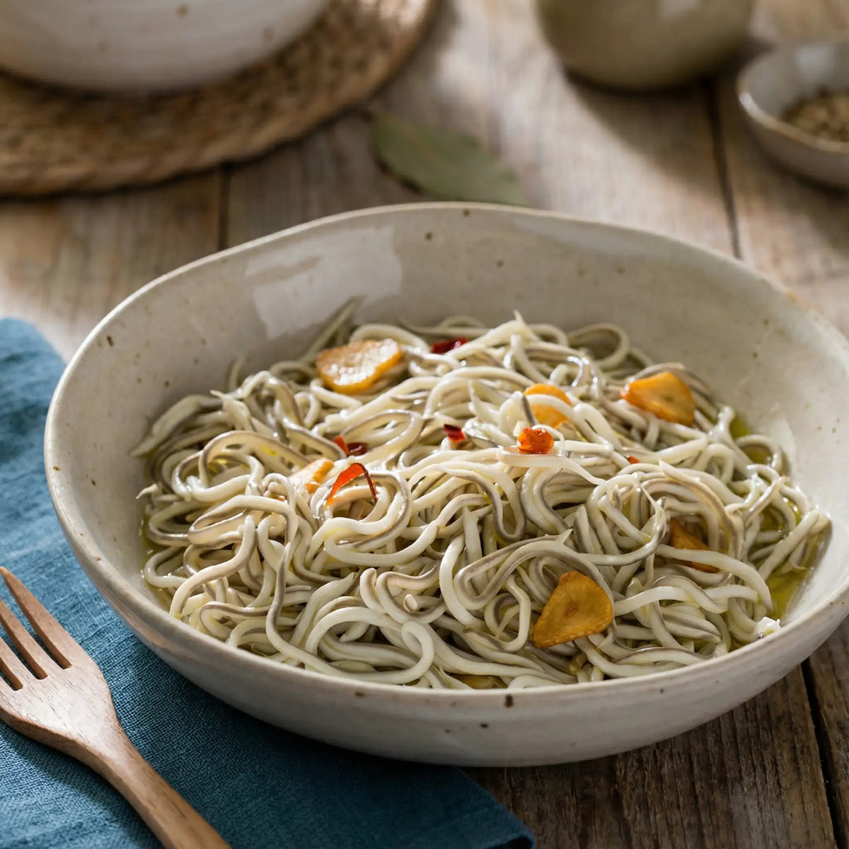Surimi estilo angula con textura suave y sabor delicado