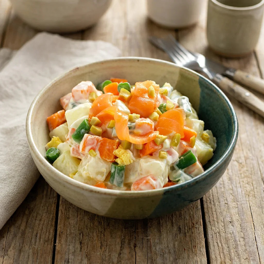 Ensaladilla con receta casera y textura suave